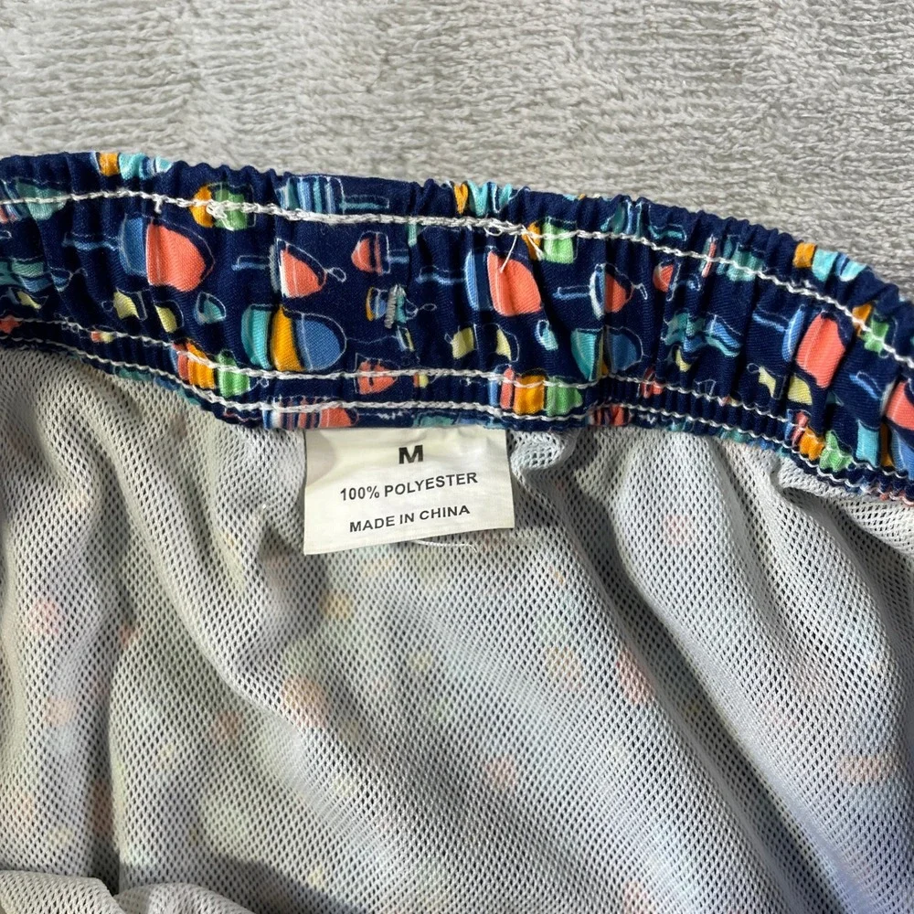 Peter Millar Swim Trunks Mens Medium Blue Buoy Mesh Lined Geometric Summer